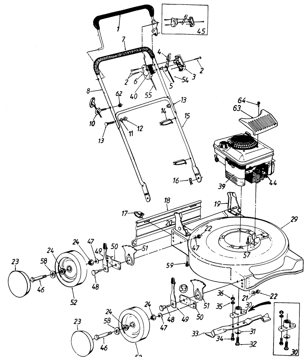 Parts For Rotary Mower Diagram and Parts List for 098R (111100)(1991) Cub Cadet Lawn Mower